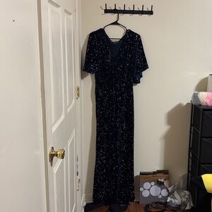 Stunning Midnight Blue Sequin Maxi Dress